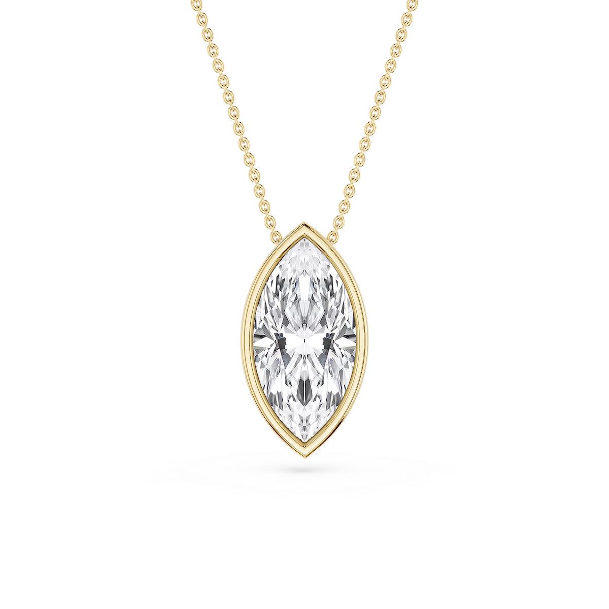 Marquise Lab Grown Diamond Bezel Solitaire Pendant - 18 Inches