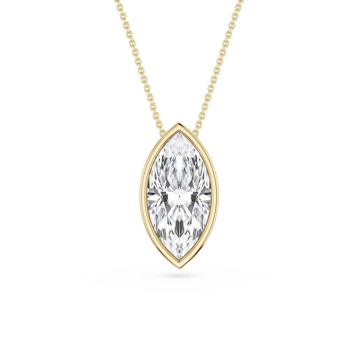 Marquise Lab Grown Diamond Bezel Solitaire Pendant - 18 Inches