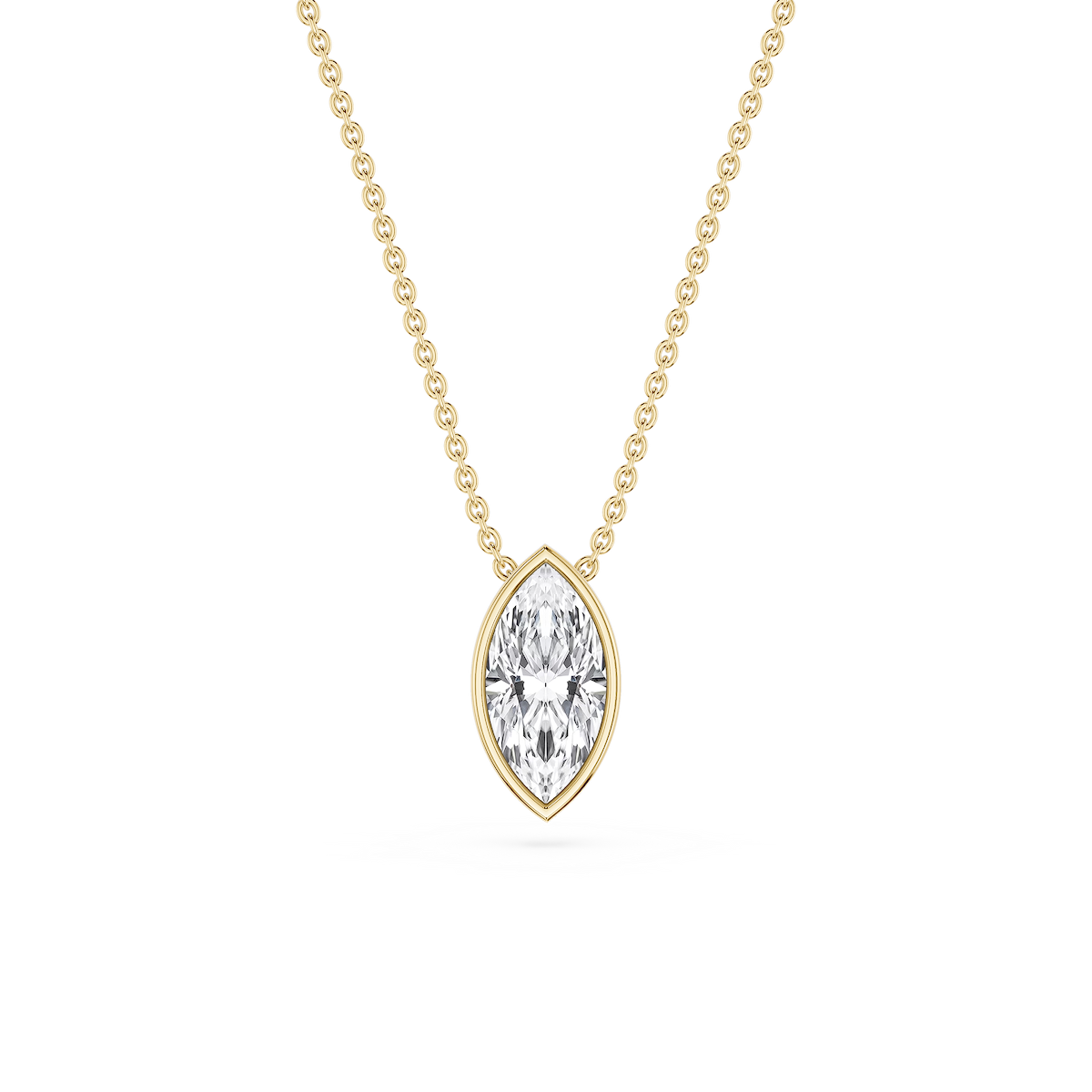 Marquise Lab Grown Diamond Bezel Solitaire Pendant - 18 Inches
