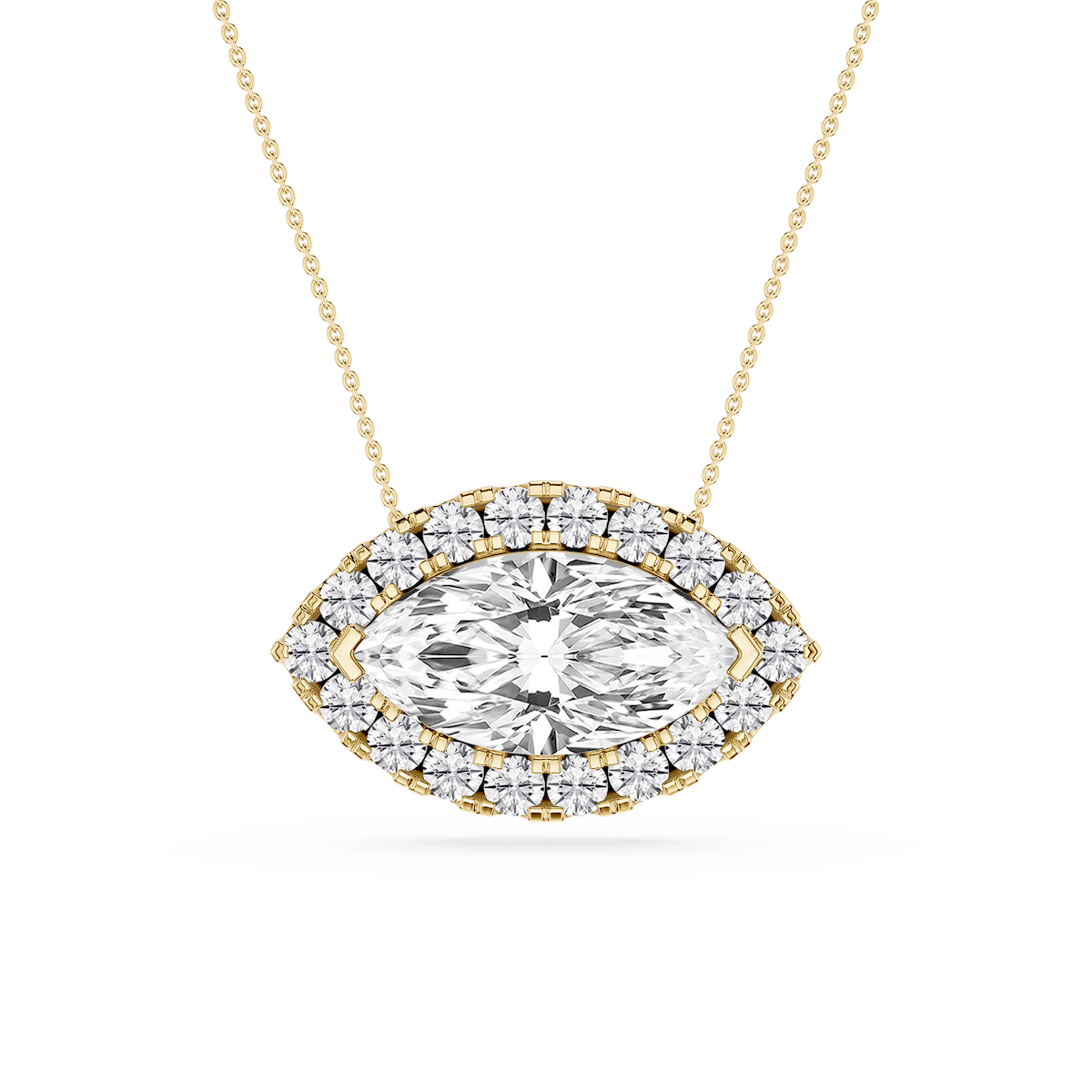 Marquise Lab Grown Diamond East West Halo Slide Pendant - 16 to 18 Inches