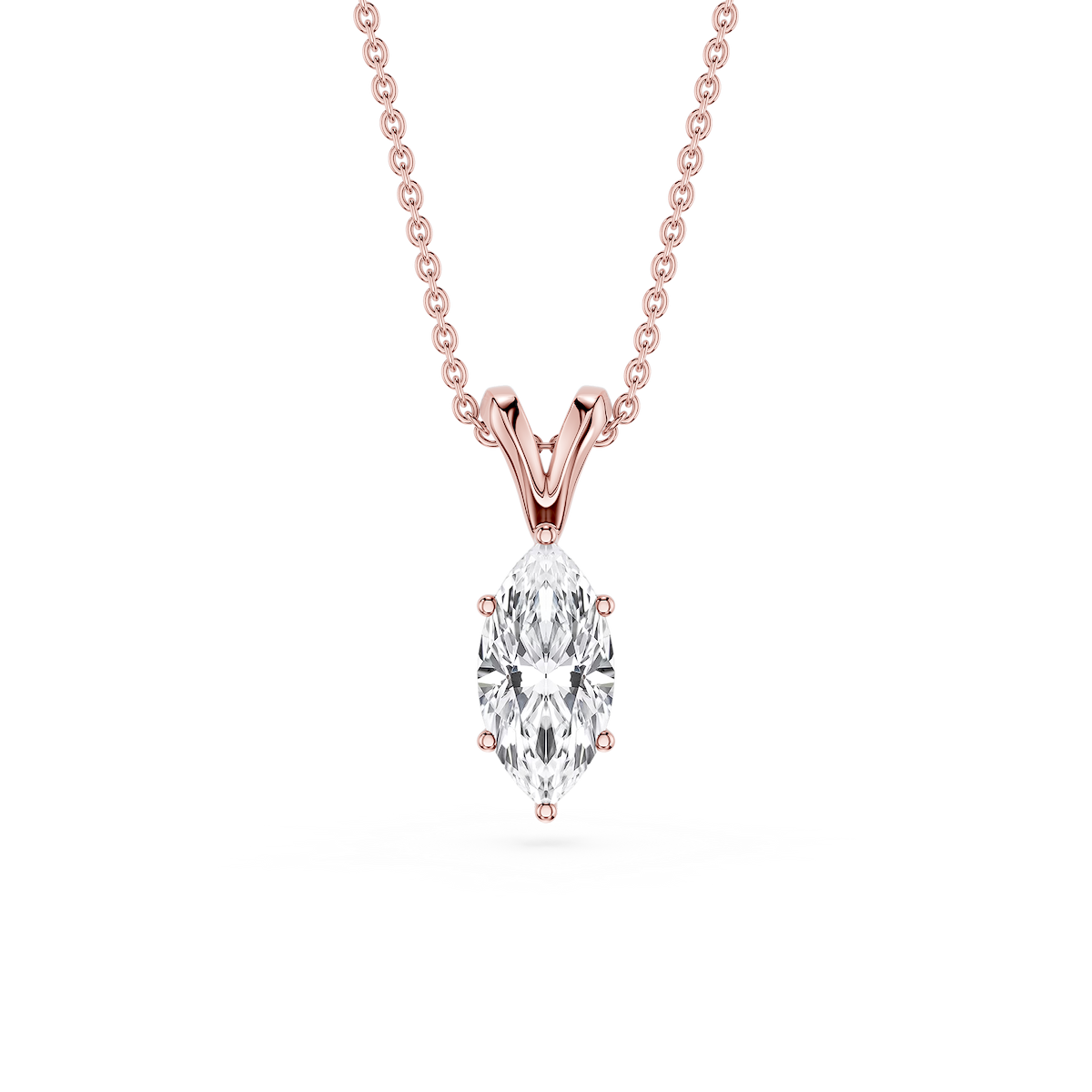 Marquise Lab Grown Diamond Six Prong Double Bail Solitaire Pendant - 16 to 18 Inches