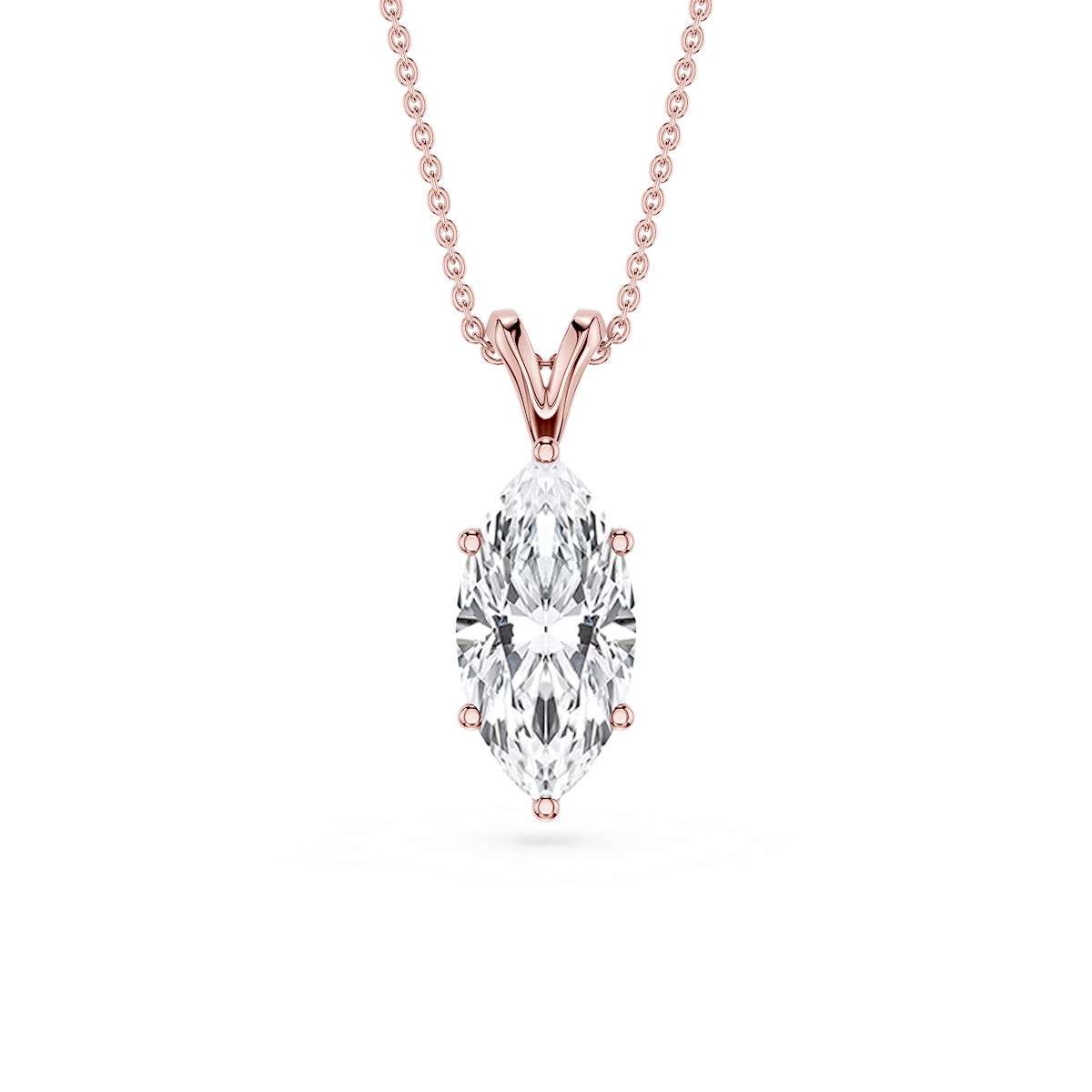 Marquise Lab Grown Diamond Six Prong Double Bail Solitaire Pendant - 16 to 18 Inches