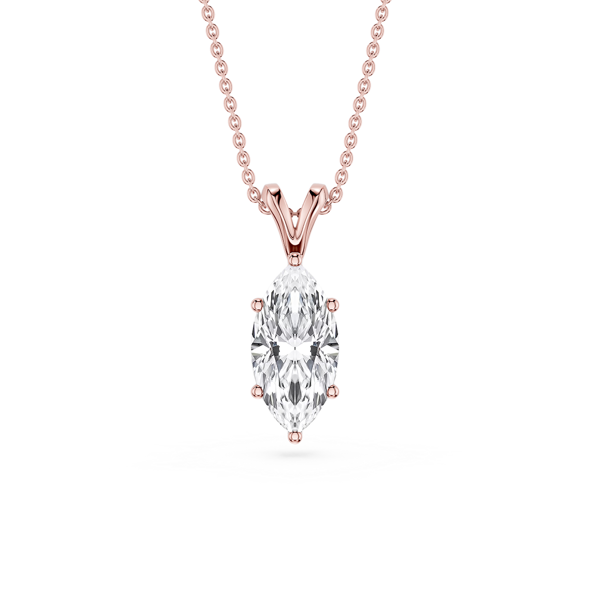 Marquise Lab Grown Diamond Six Prong Double Bail Solitaire Pendant - 16 to 18 Inches