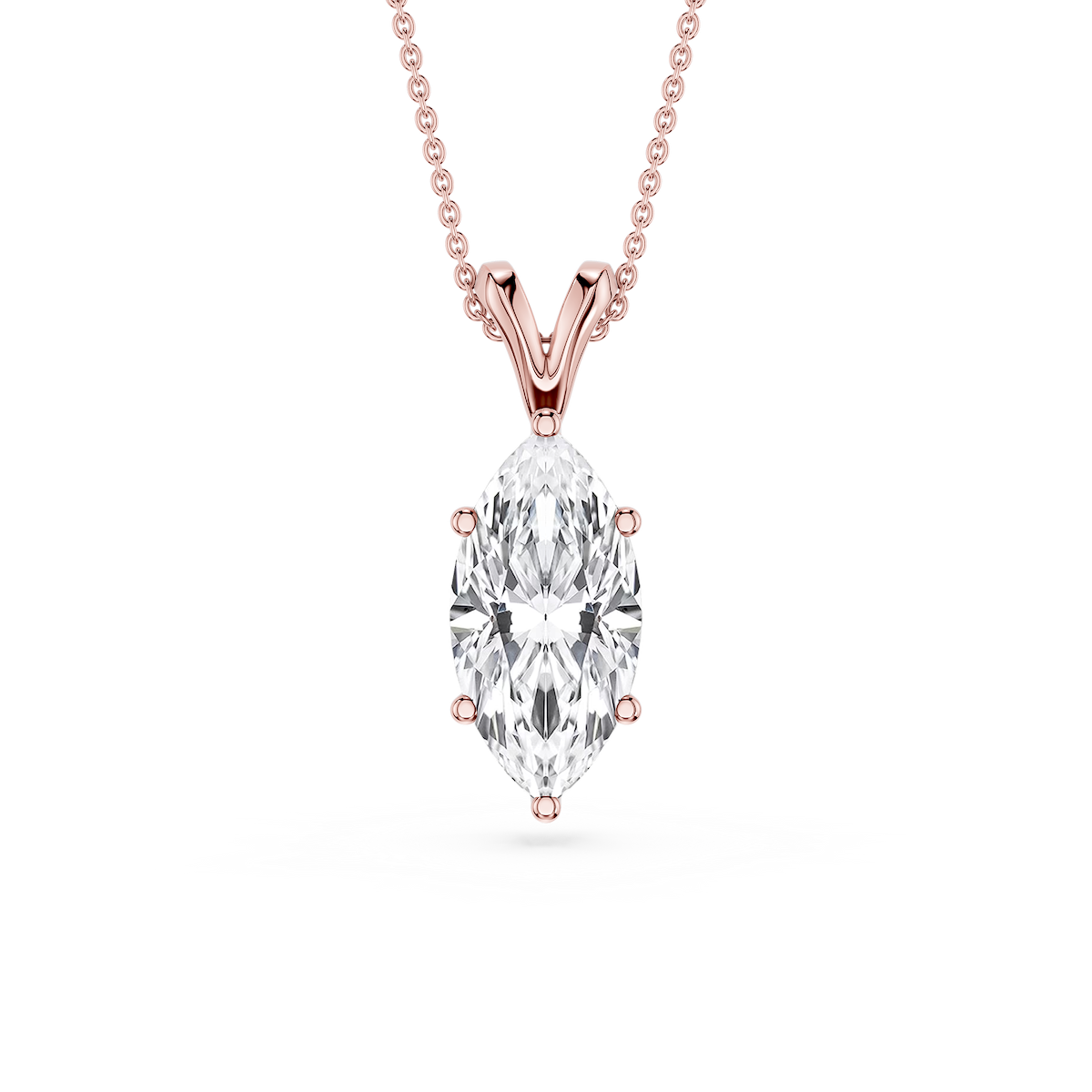 Marquise Lab Grown Diamond Six Prong Double Bail Solitaire Pendant - 16 to 18 Inches