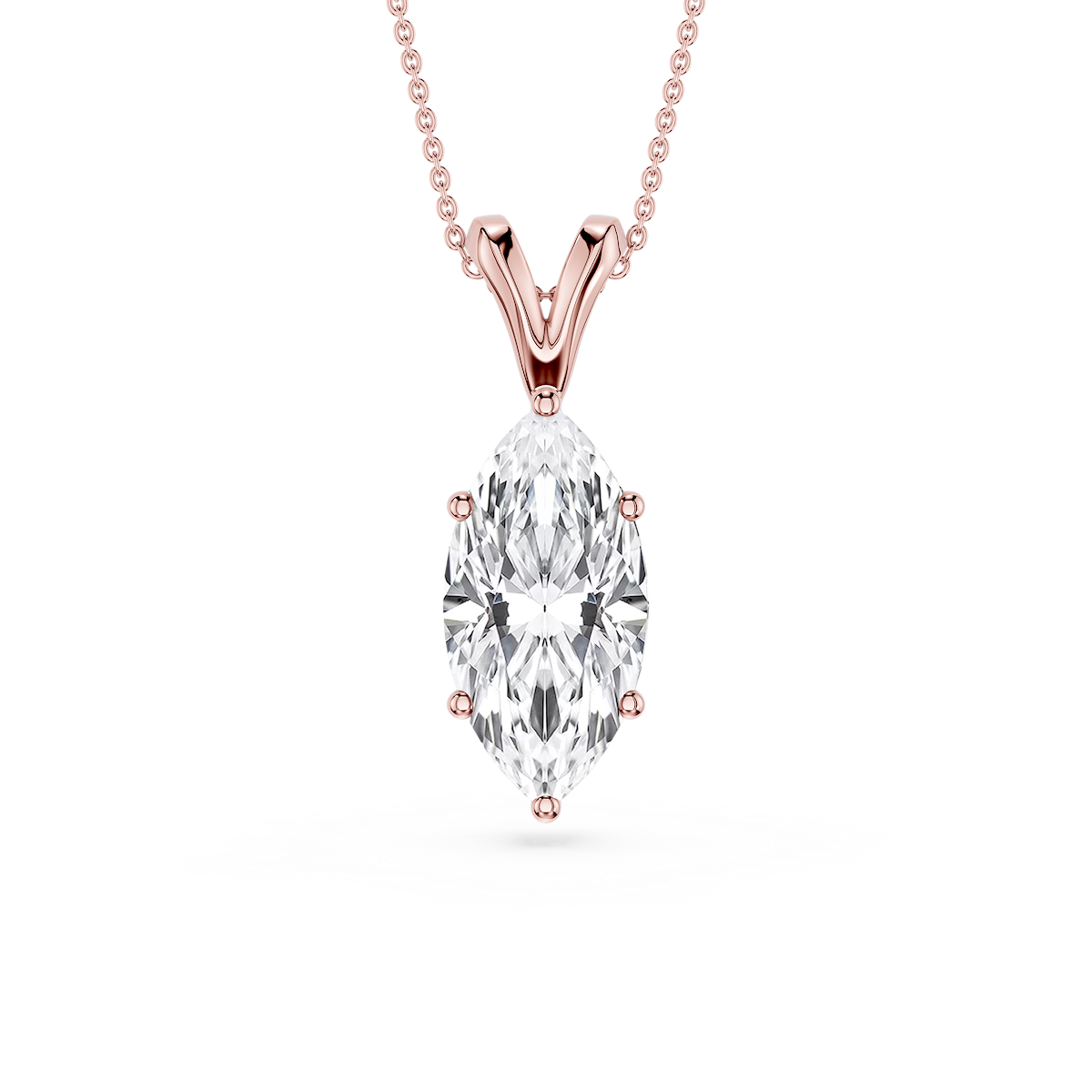 Marquise Lab Grown Diamond Six Prong Double Bail Solitaire Pendant - 16 to 18 Inches