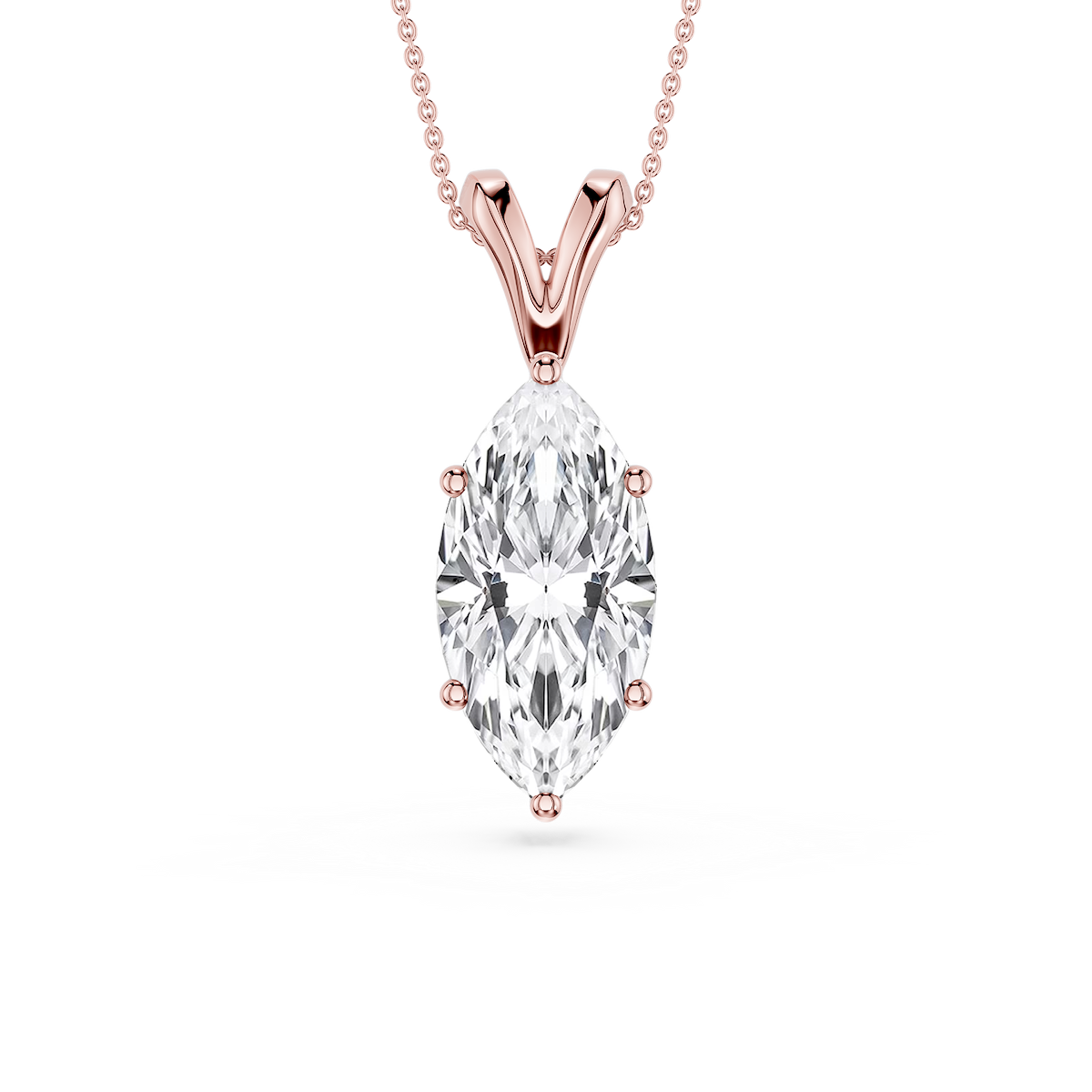 Marquise Lab Grown Diamond Six Prong Double Bail Solitaire Pendant - 16 to 18 Inches