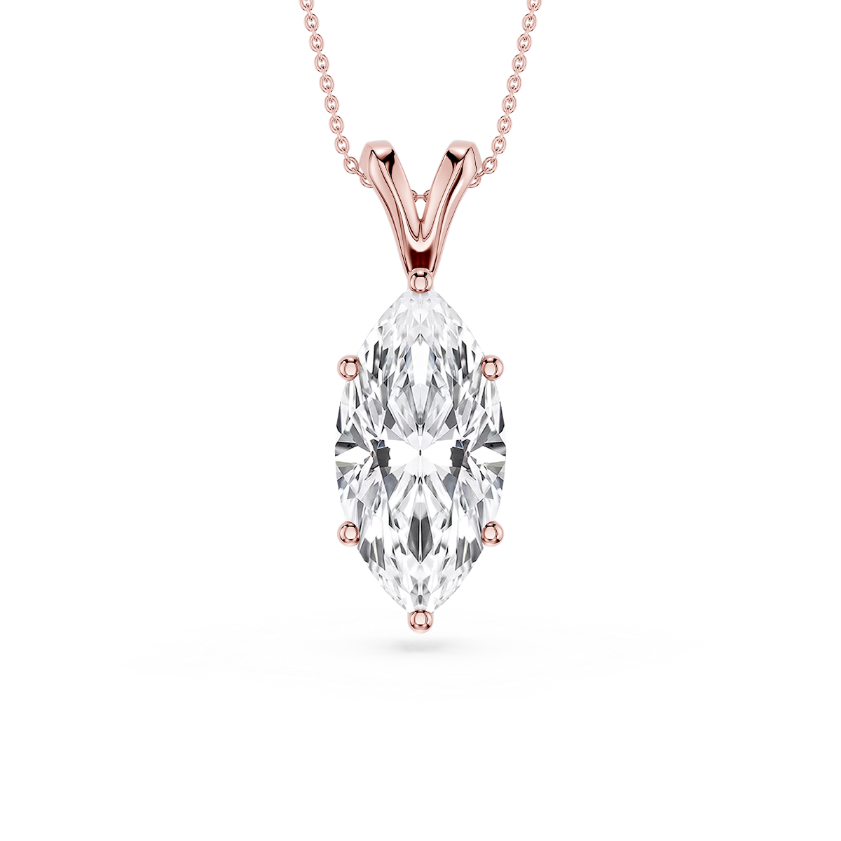 Marquise Lab Grown Diamond Six Prong Double Bail Solitaire Pendant - 16 to 18 Inches