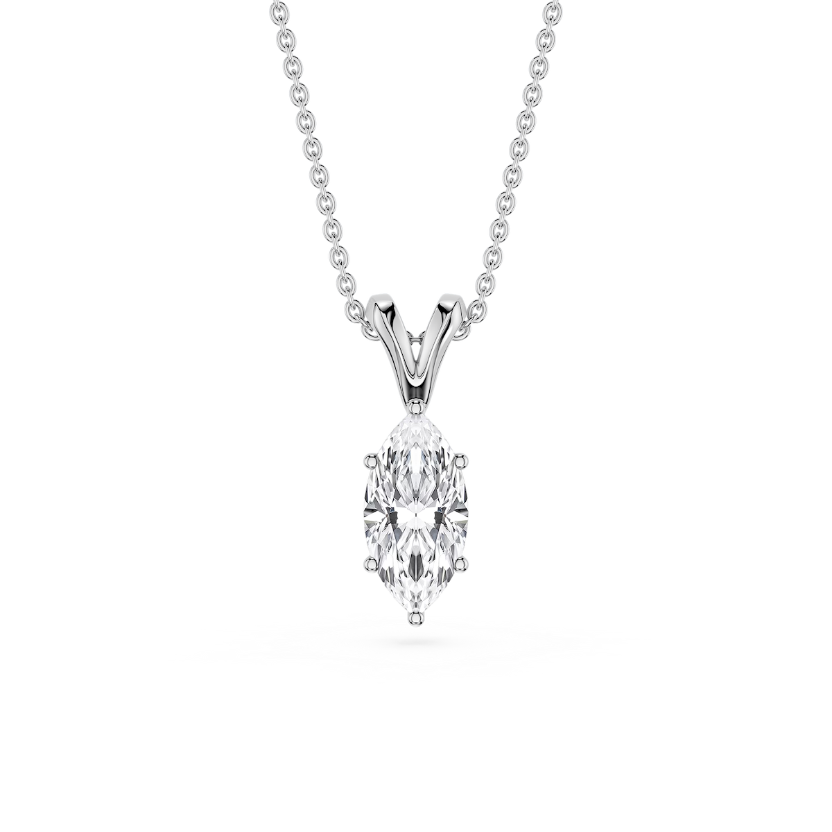 Marquise Lab Grown Diamond Six Prong Double Bail Solitaire Pendant - 16 to 18 Inches