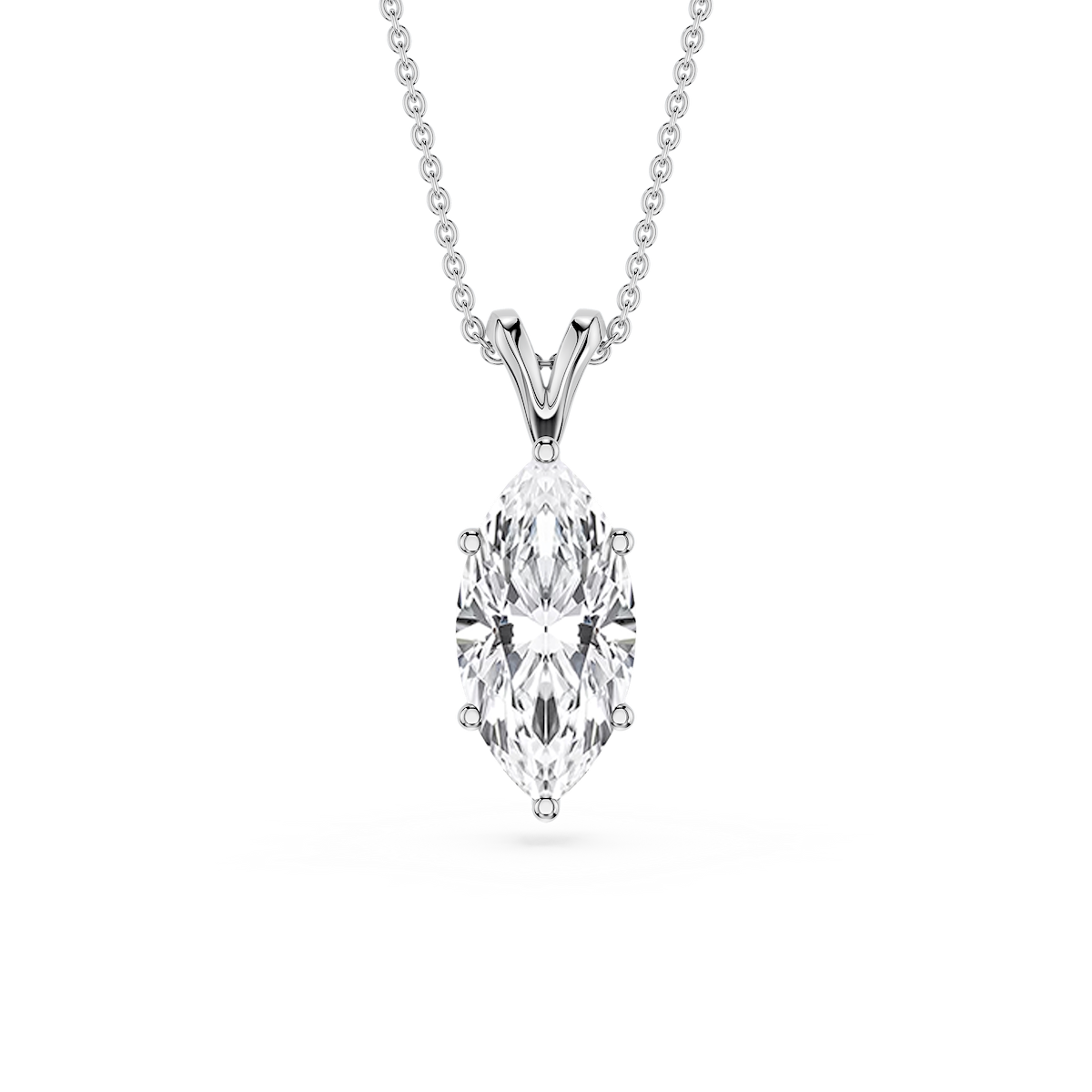 Marquise Lab Grown Diamond Six Prong Double Bail Solitaire Pendant - 16 to 18 Inches