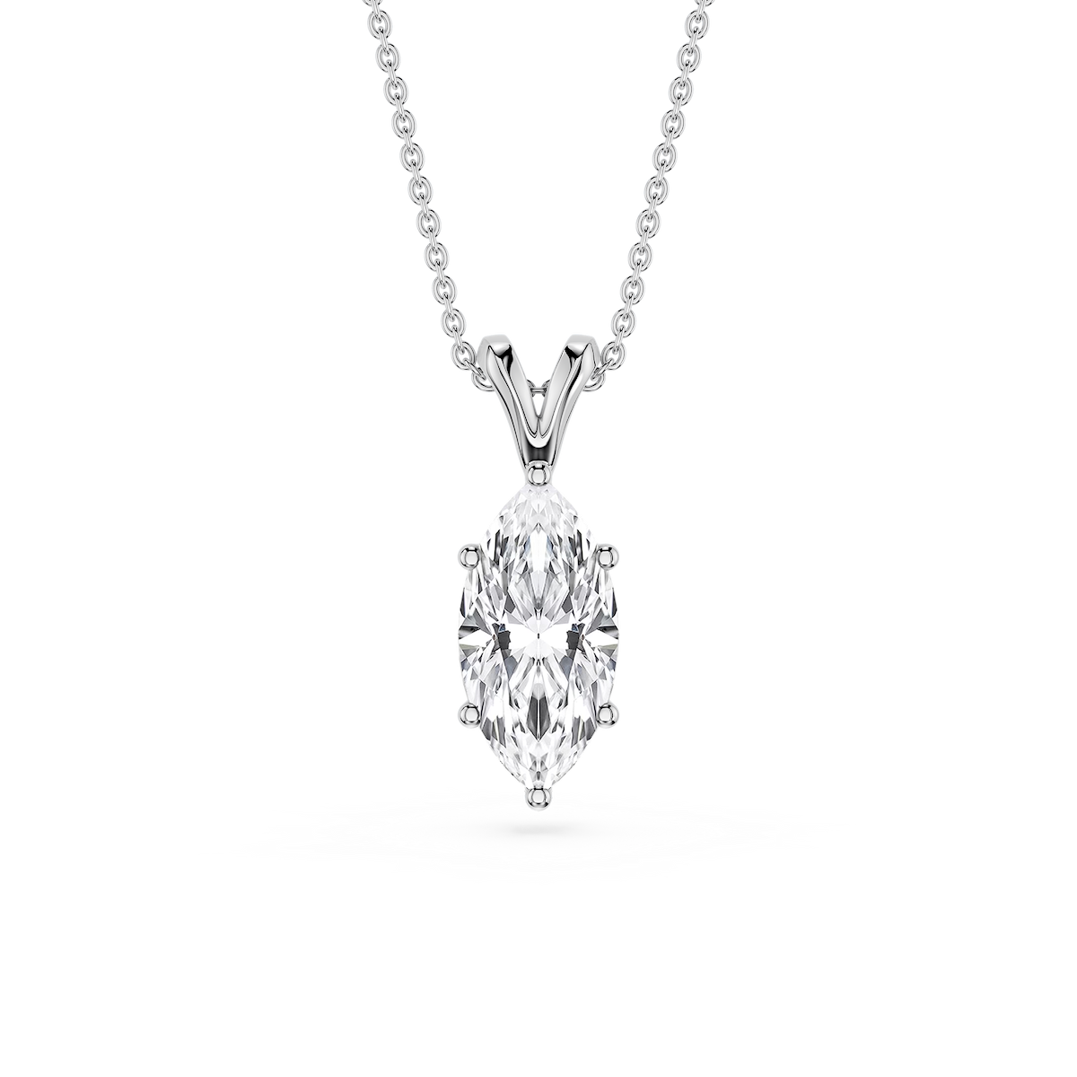 Marquise Lab Grown Diamond Six Prong Double Bail Solitaire Pendant - 16 to 18 Inches