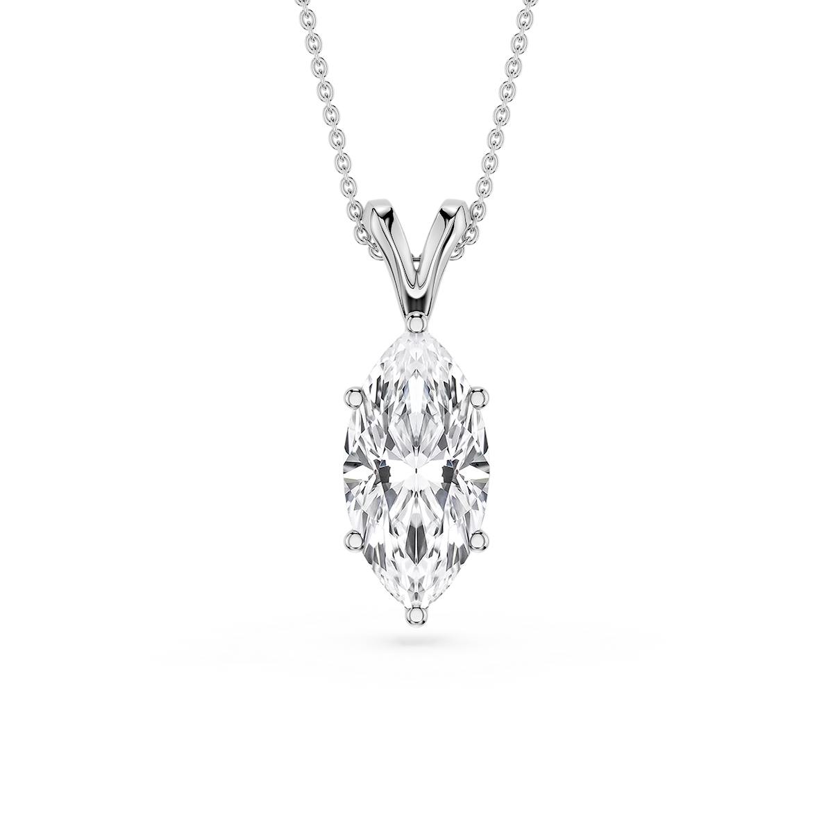 Marquise Lab Grown Diamond Six Prong Double Bail Solitaire Pendant - 16 to 18 Inches