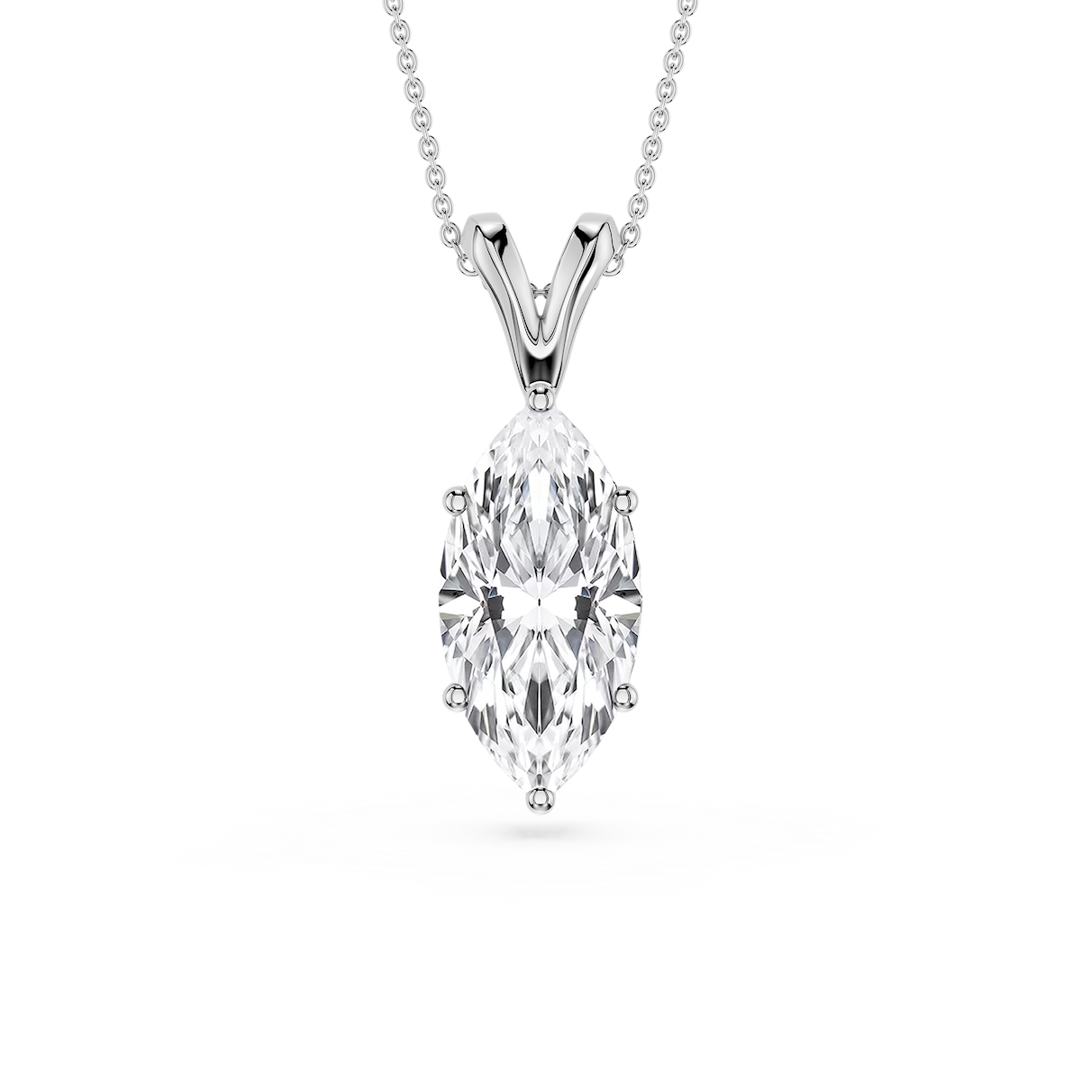 Marquise Lab Grown Diamond Six Prong Double Bail Solitaire Pendant - 16 to 18 Inches