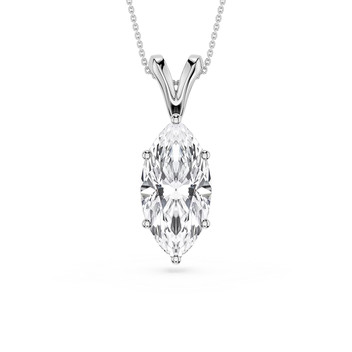 Marquise Lab Grown Diamond Six Prong Double Bail Solitaire Pendant - 16 to 18 Inches