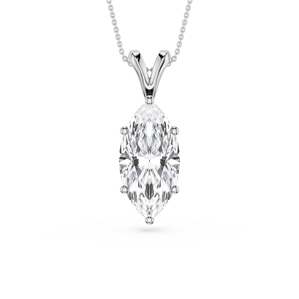 Marquise Lab Grown Diamond Six Prong Double Bail Solitaire Pendant - 16 to 18 Inches