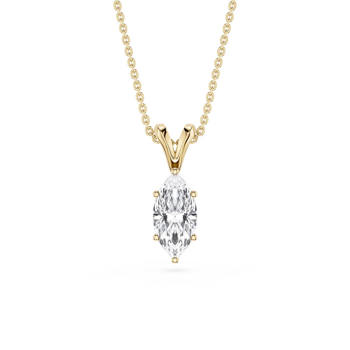 Marquise Lab Grown Diamond Six Prong Double Bail Solitaire Pendant - 16 to 18 Inches