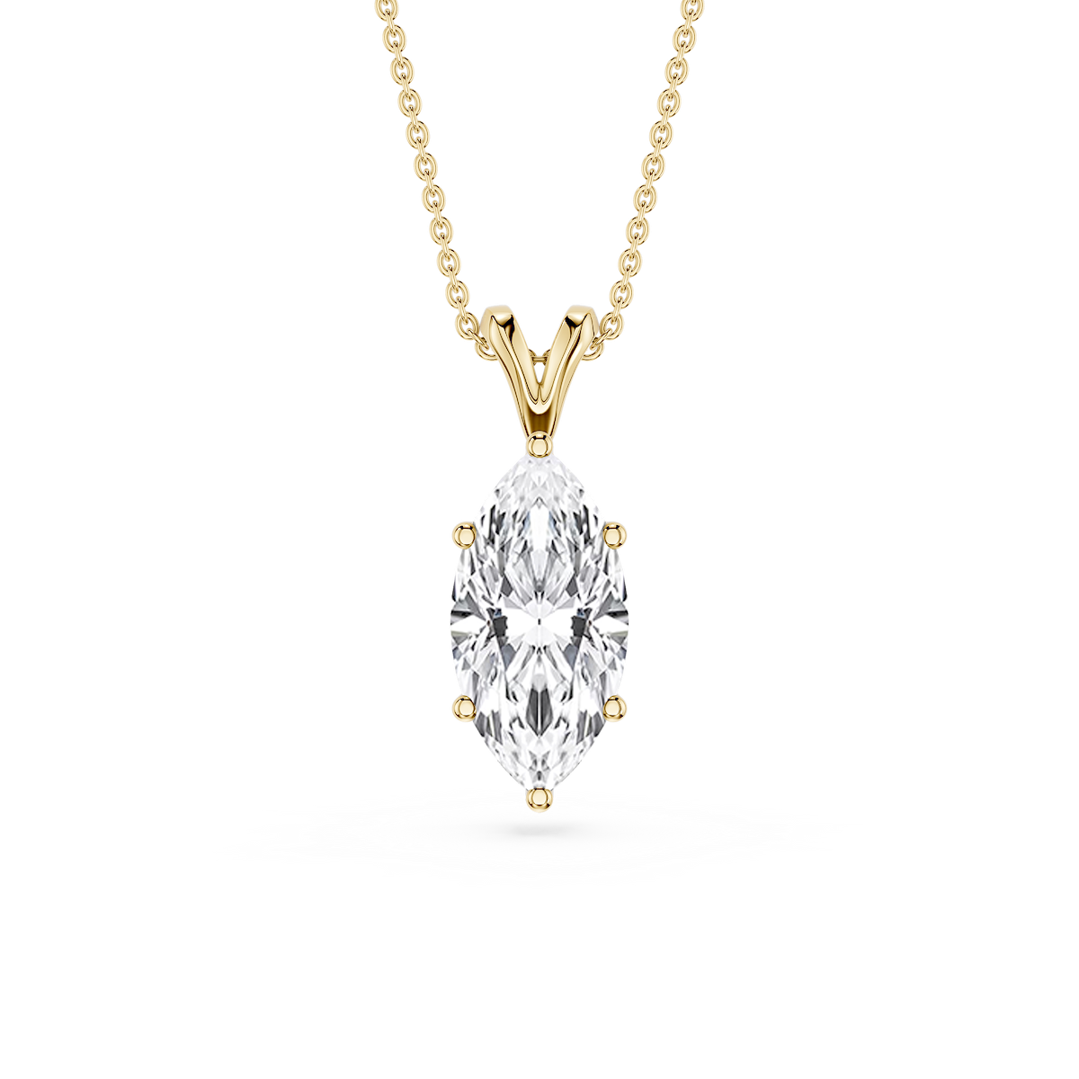 Marquise Lab Grown Diamond Six Prong Double Bail Solitaire Pendant - 16 to 18 Inches