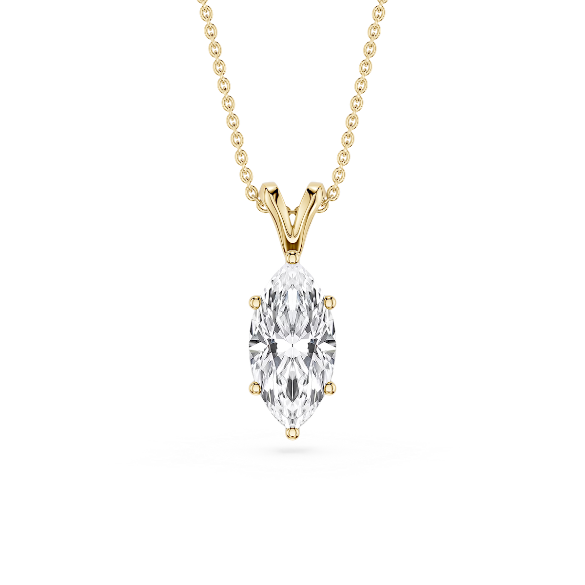 Marquise Lab Grown Diamond Six Prong Double Bail Solitaire Pendant - 16 to 18 Inches