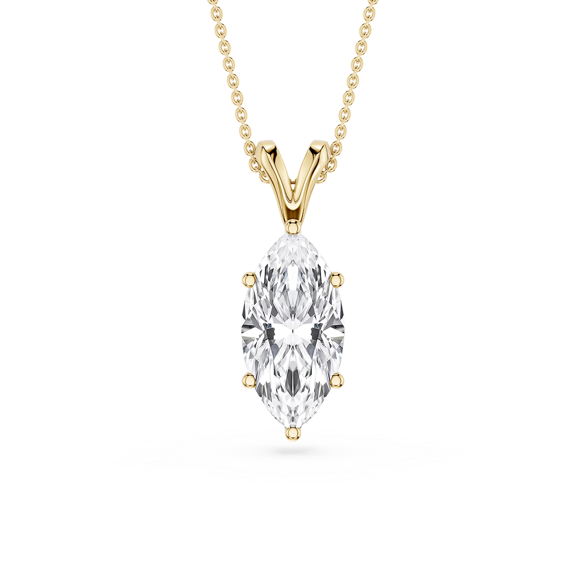 Marquise Lab Grown Diamond Six Prong Double Bail Solitaire Pendant - 16 to 18 Inches