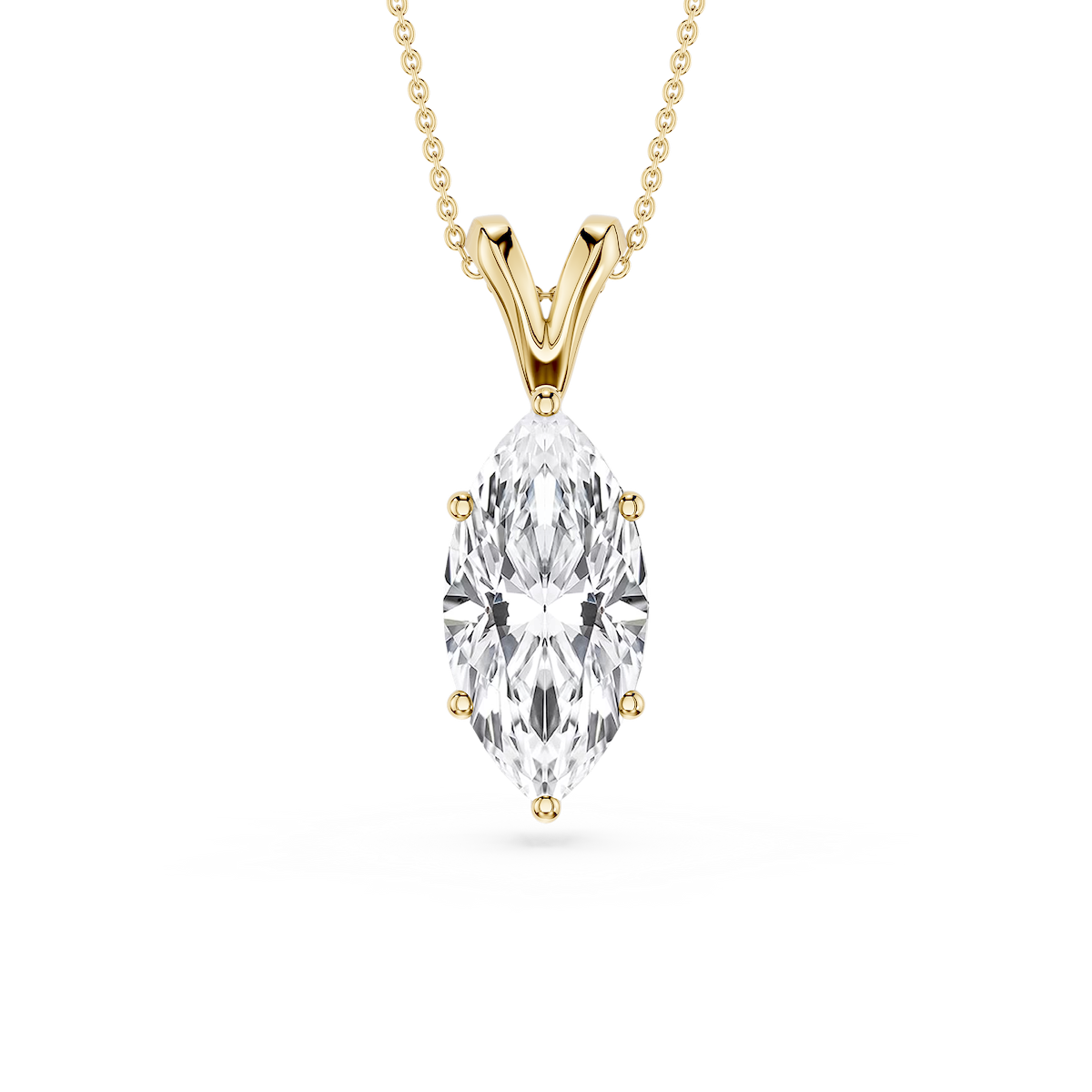 Marquise Lab Grown Diamond Six Prong Double Bail Solitaire Pendant - 16 to 18 Inches