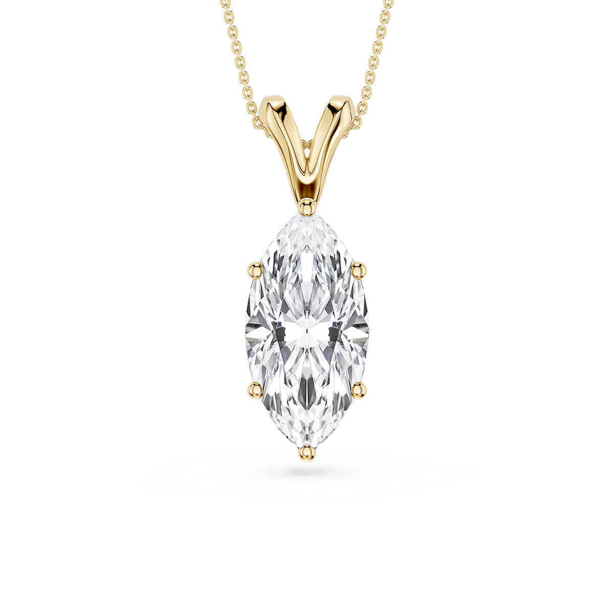 Marquise Lab Grown Diamond Six Prong Double Bail Solitaire Pendant - 16 to 18 Inches
