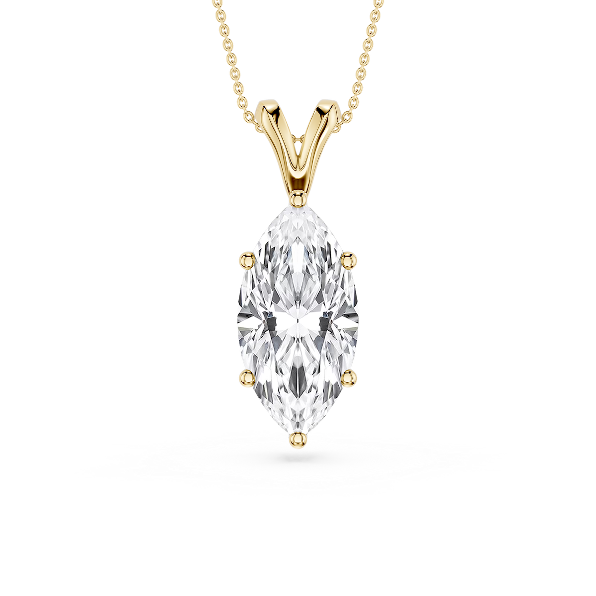 Marquise Lab Grown Diamond Six Prong Double Bail Solitaire Pendant - 16 to 18 Inches