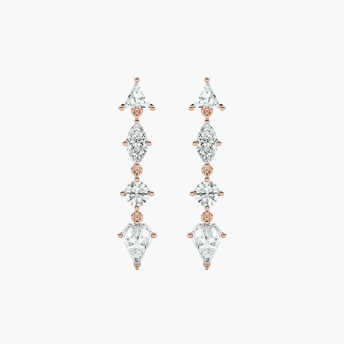 Mixed Shape Lab Grown Diamond Dangle Earrings