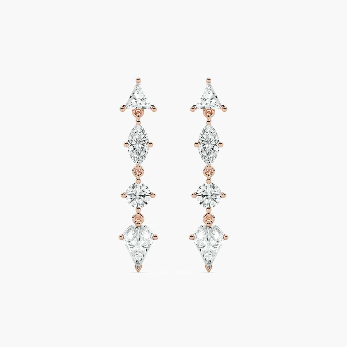 Mixed Shape Lab Grown Diamond Dangle Earrings