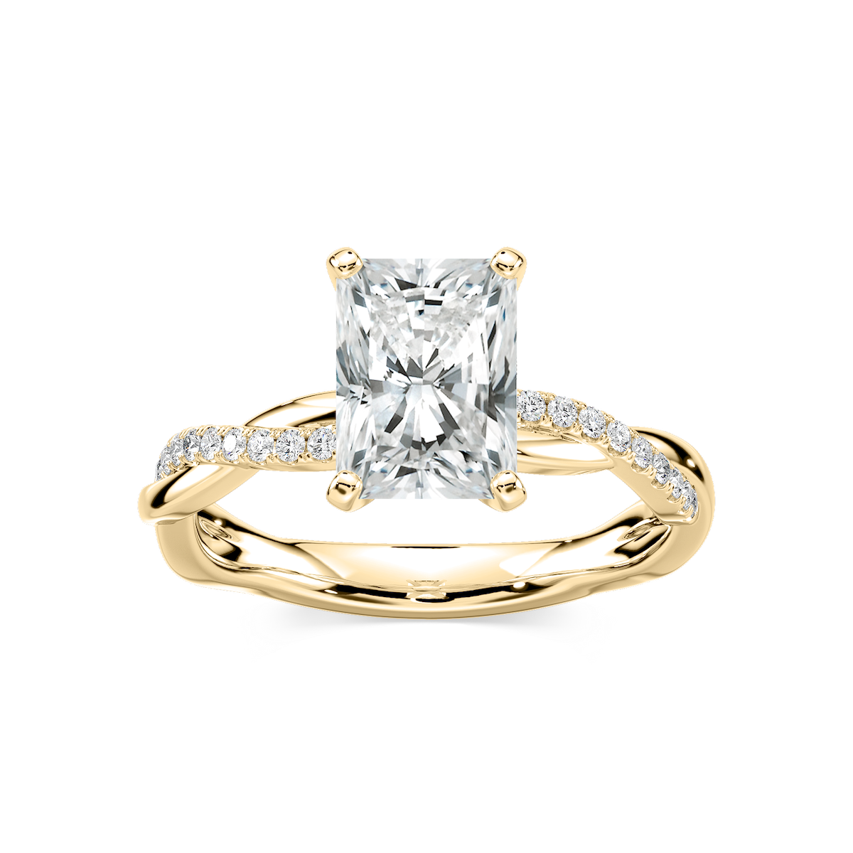Valentina Radiant Lab Grown Diamond Petite Twist Side Stone Engagement Ring