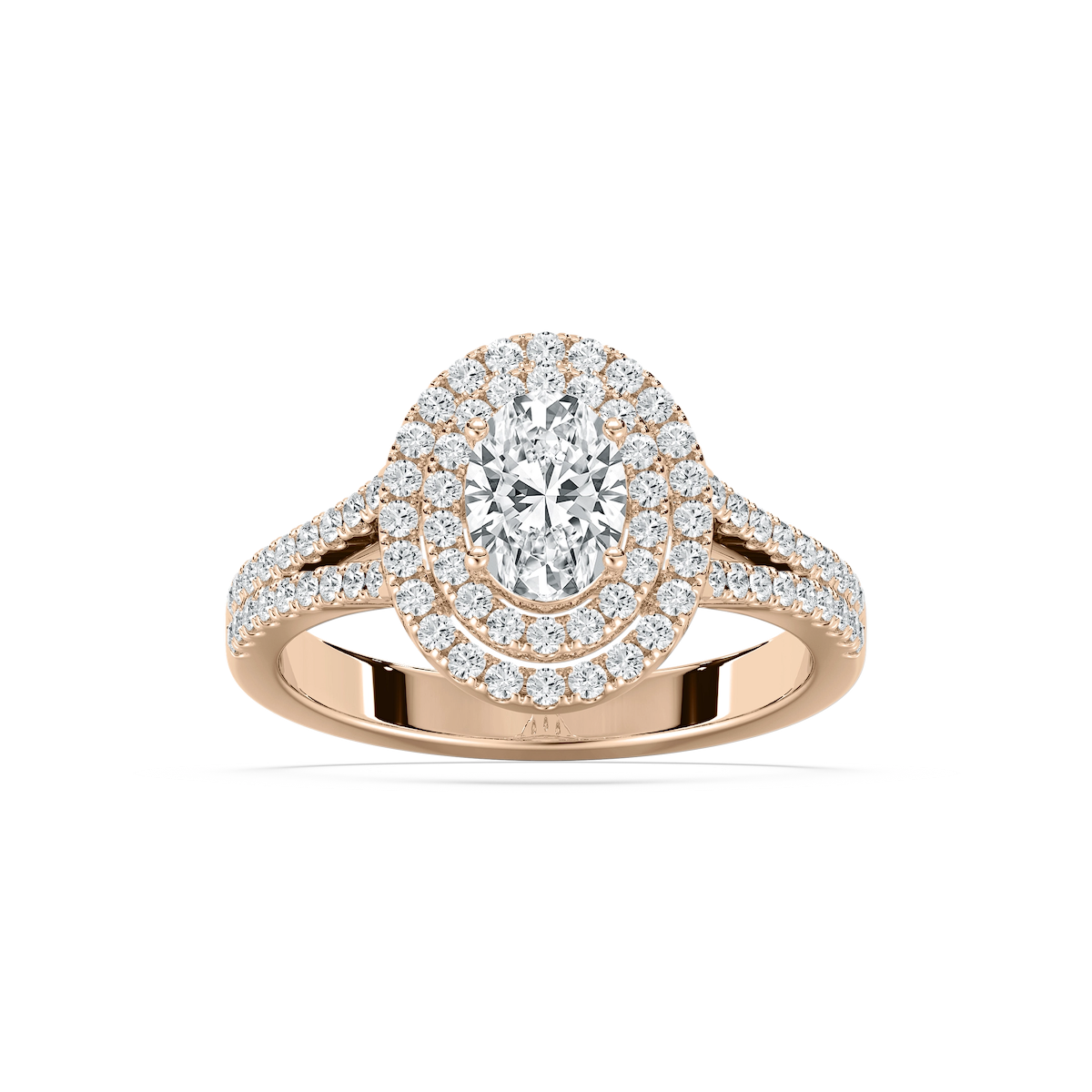 Stella 1 ²⁄₅ ctw Oval Lab Grown Diamond Split Shank Double Halo Engagement Ring