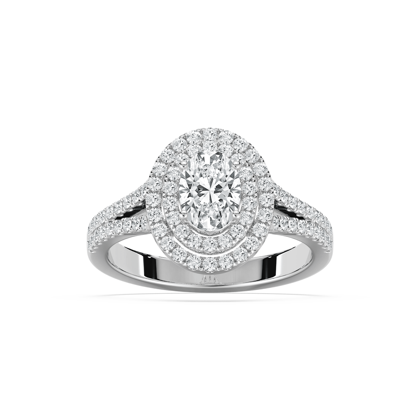 Stella 1 ²⁄₅ ctw Oval Lab Grown Diamond Split Shank Double Halo Engagement Ring
