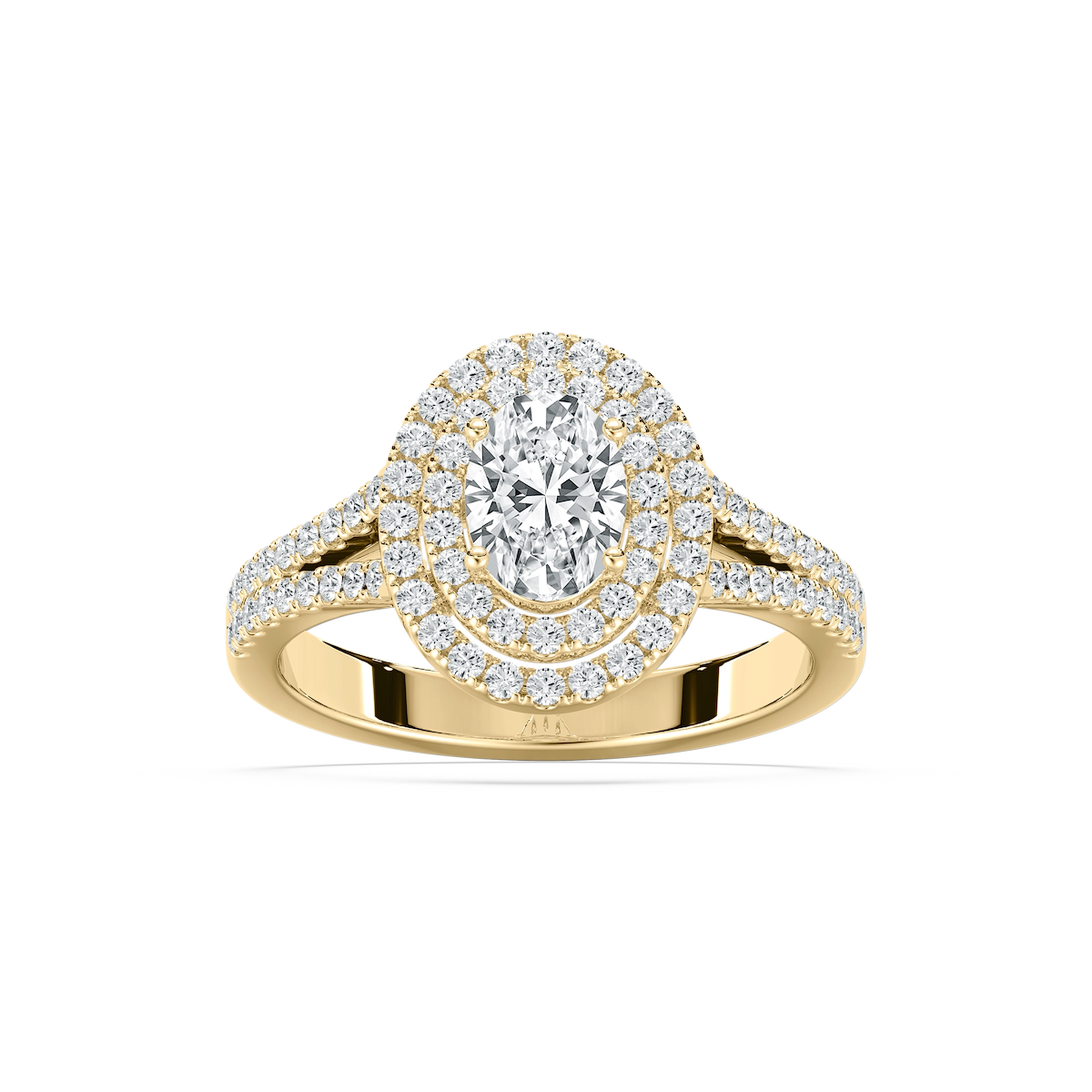 Stella 1 ²⁄₅ ctw Oval Lab Grown Diamond Split Shank Double Halo Engagement Ring