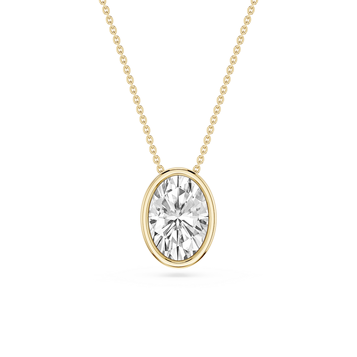 Oval Lab Grown Diamond Bezel Solitaire Slide Pendant - 16 to 18 Inches