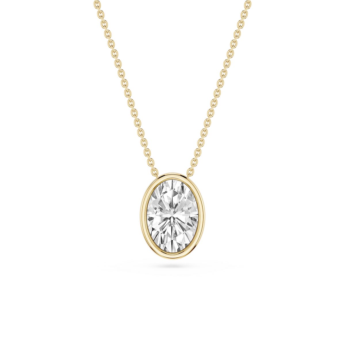 Oval Lab Grown Diamond Bezel Solitaire Slide Pendant - 16 to 18 Inches