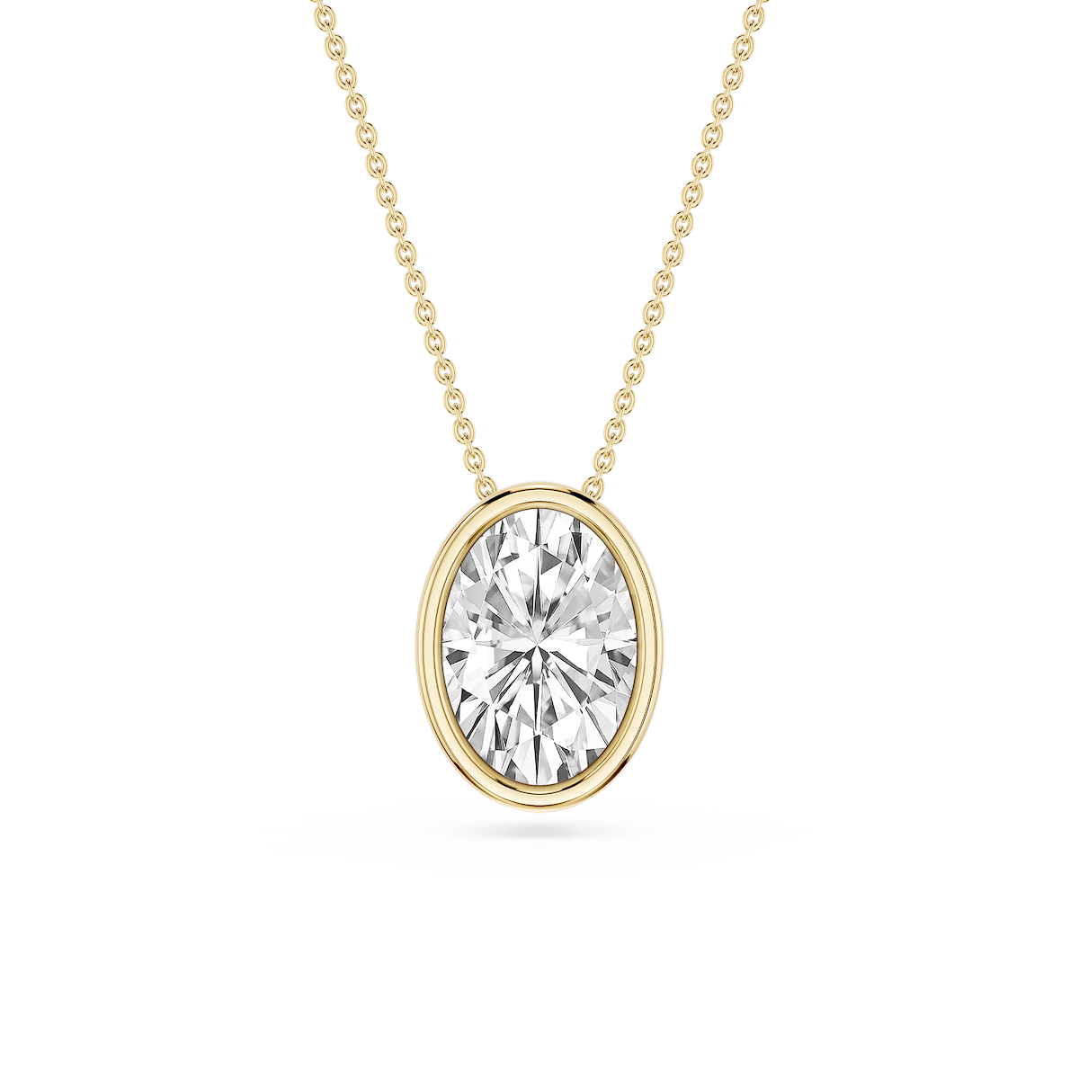 Oval Lab Grown Diamond Bezel Solitaire Slide Pendant - 16 to 18 Inches