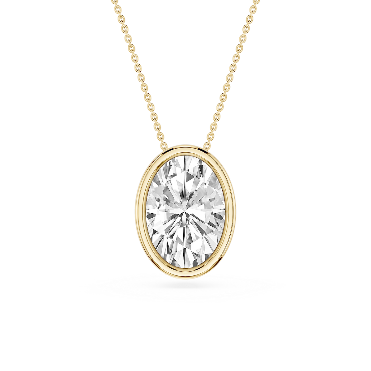 Oval Lab Grown Diamond Bezel Solitaire Slide Pendant - 16 to 18 Inches