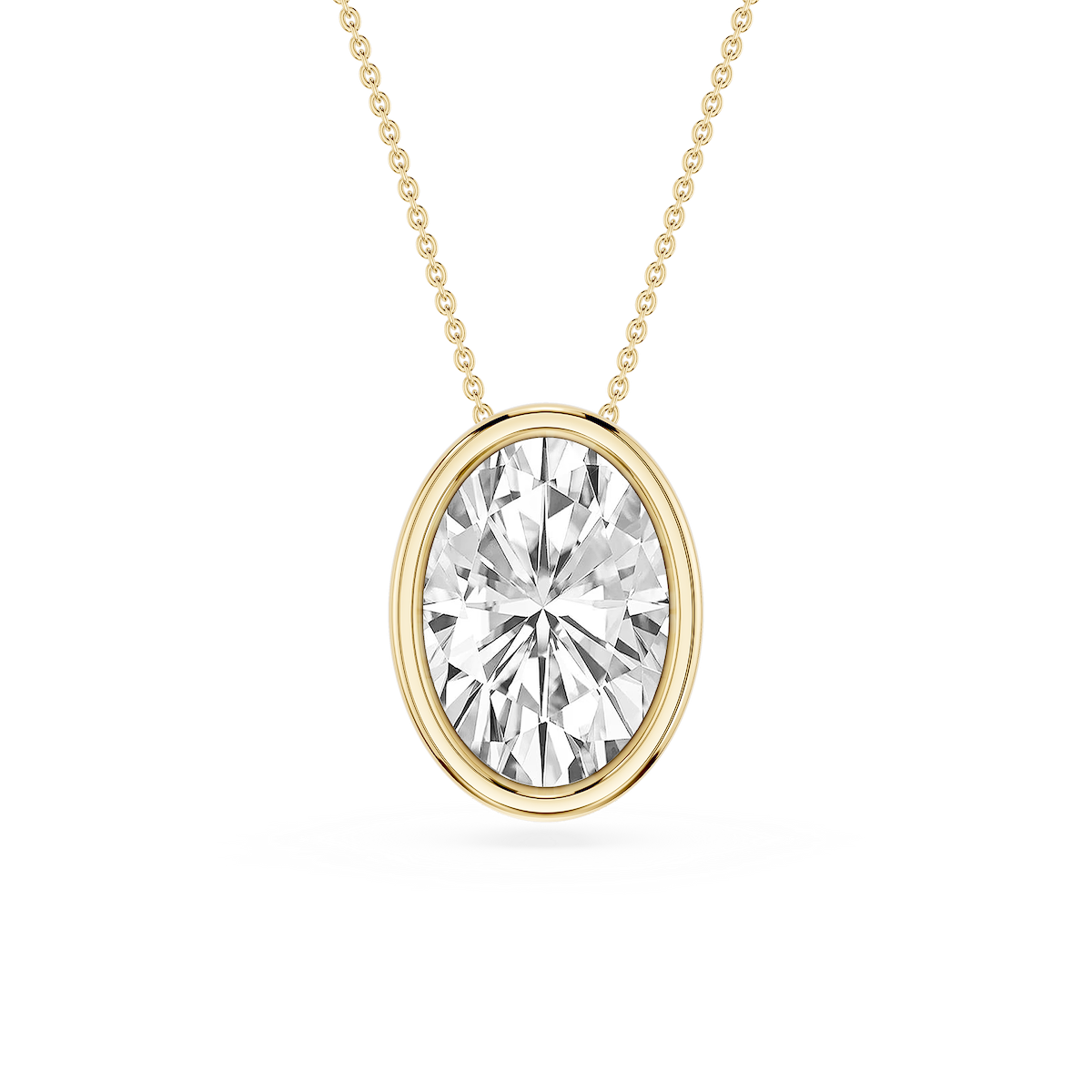 Oval Lab Grown Diamond Bezel Solitaire Slide Pendant - 16 to 18 Inches