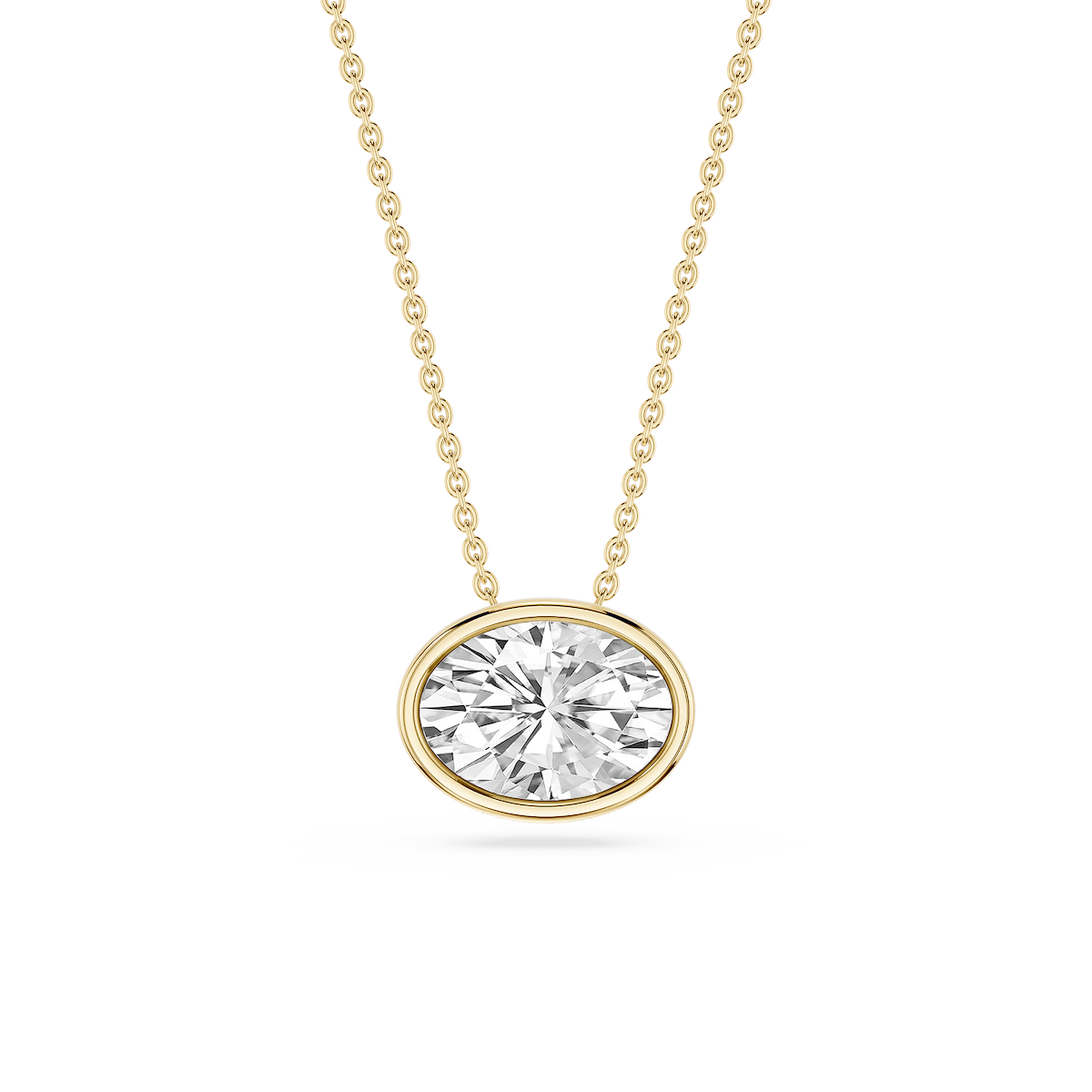 Oval Lab Grown Diamond East West Solitaire Pendant - 18 Inches
