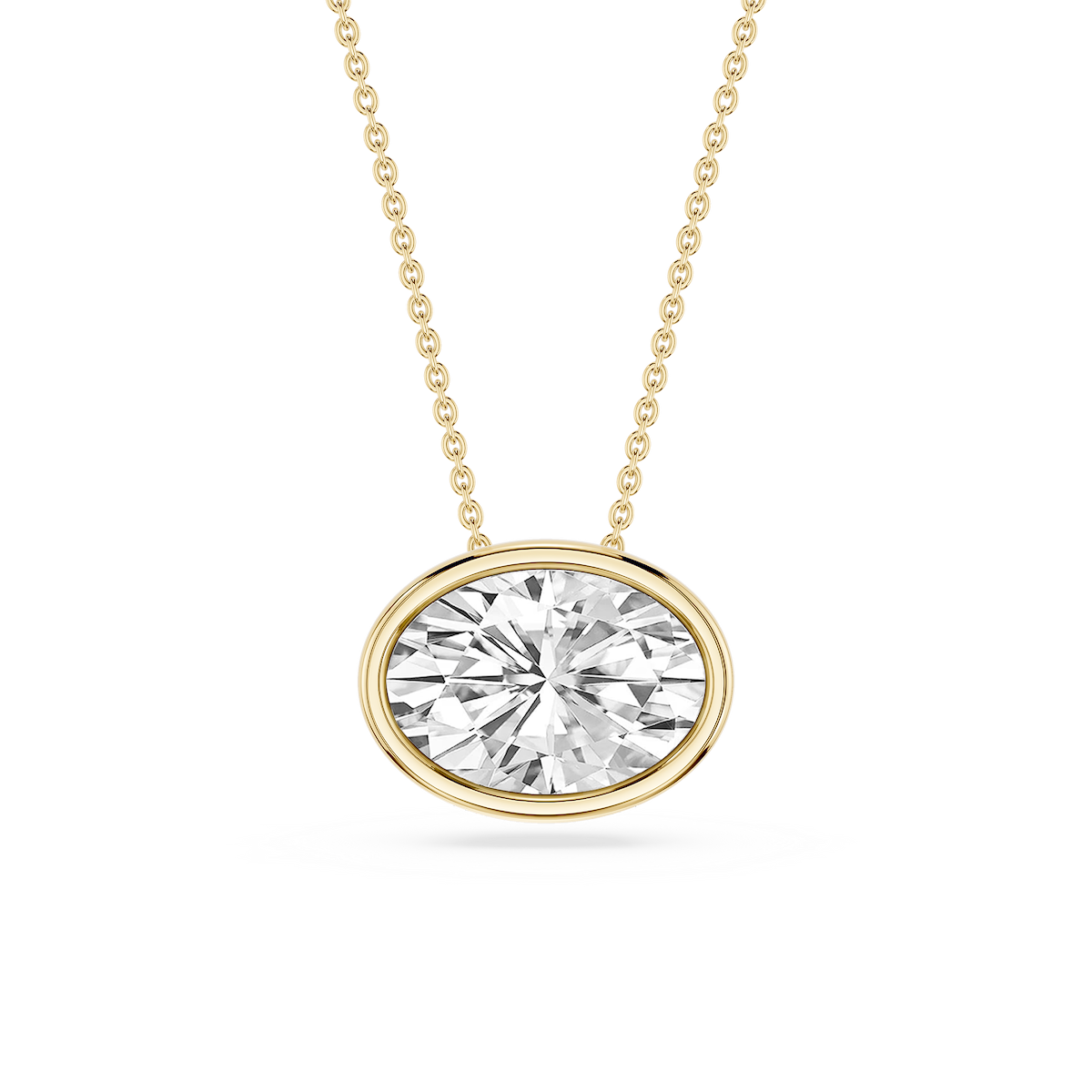 Oval Lab Grown Diamond East West Solitaire Pendant - 18 Inches