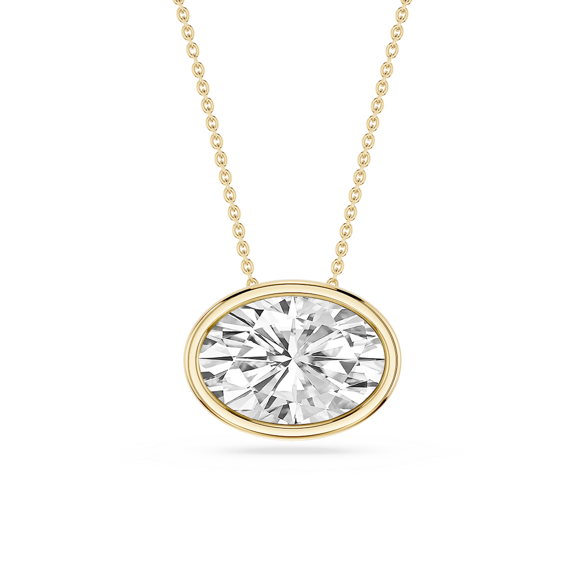 Oval Lab Grown Diamond East West Solitaire Pendant - 18 Inches