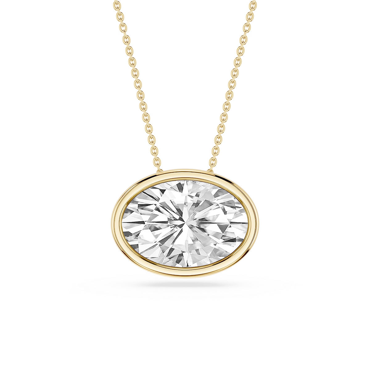 Oval Lab Grown Diamond East West Solitaire Pendant - 18 Inches