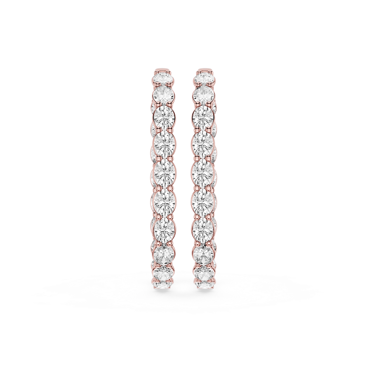 Oval Lab Grown Diamond Shared Prong Inside Out Hoop Earrings