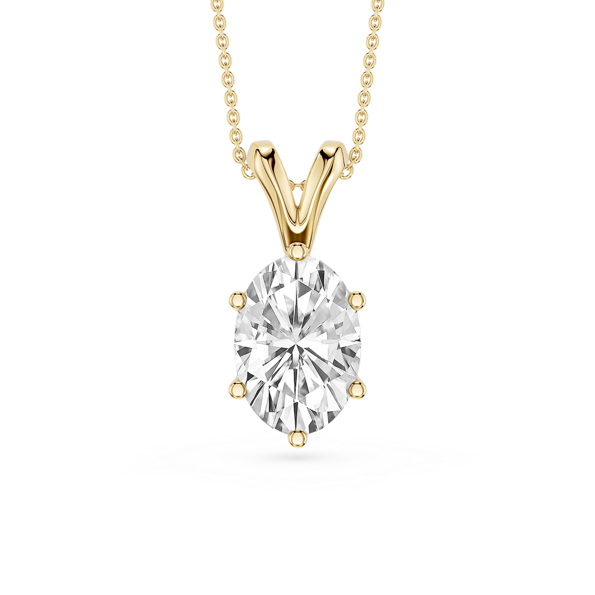 Oval Lab Grown Diamond Six Prong Double Bail Solitaire Pendant  - 16 to 18 Inches