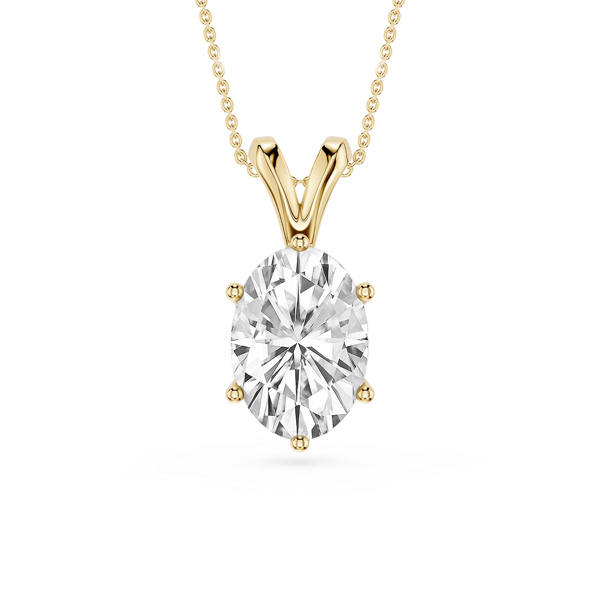 Oval Lab Grown Diamond Six Prong Double Bail Solitaire Pendant  - 16 to 18 Inches