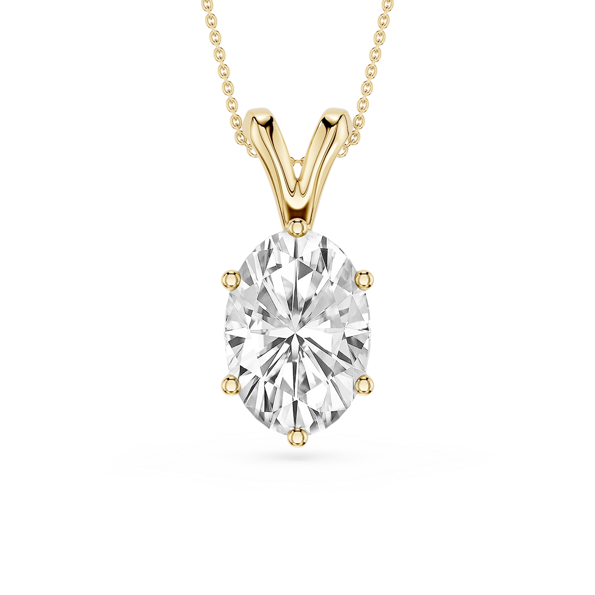Oval Lab Grown Diamond Six Prong Double Bail Solitaire Pendant  - 16 to 18 Inches