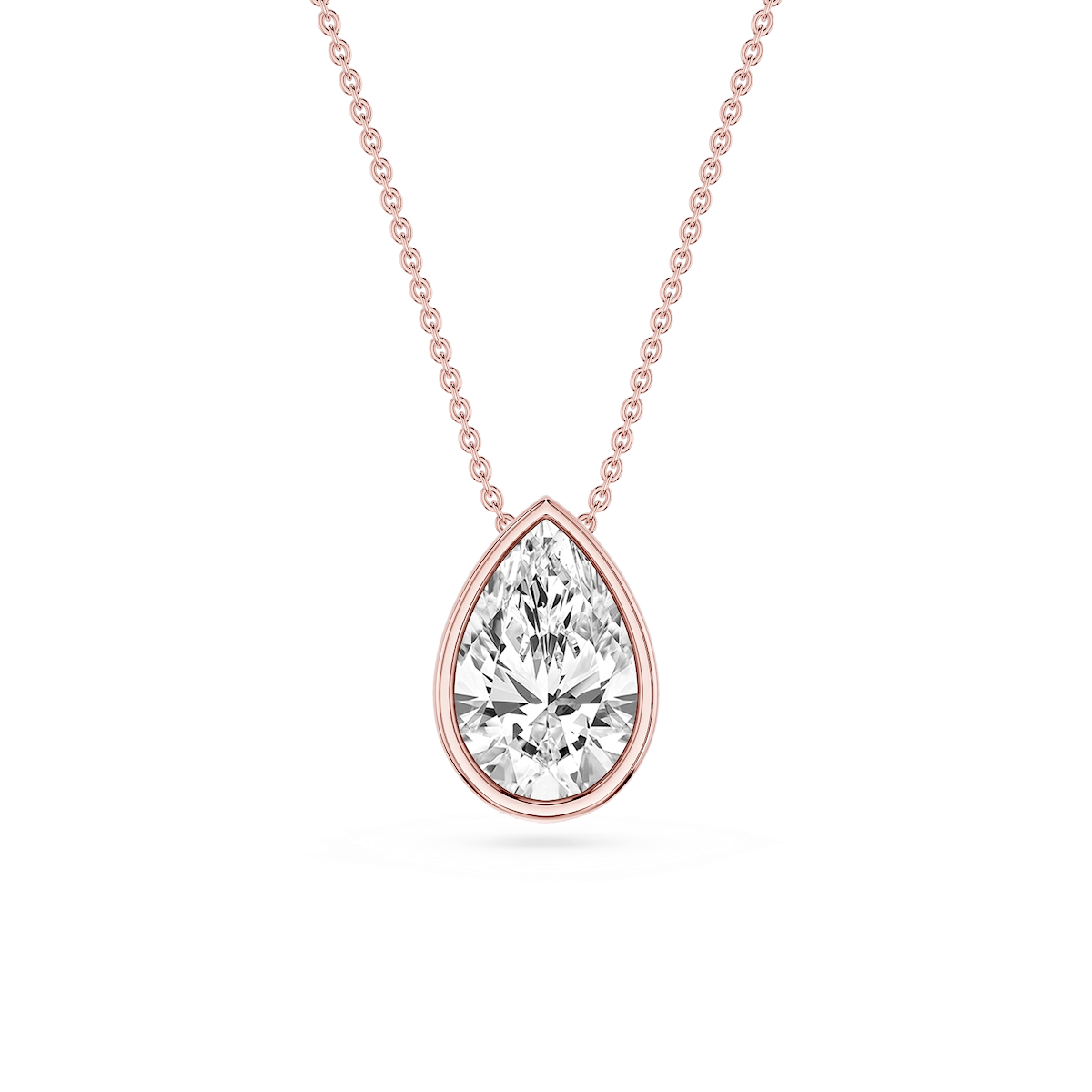 Pear Lab Grown Diamond Bezel Solitaire Slide Pendant - 16 to 18 Inches