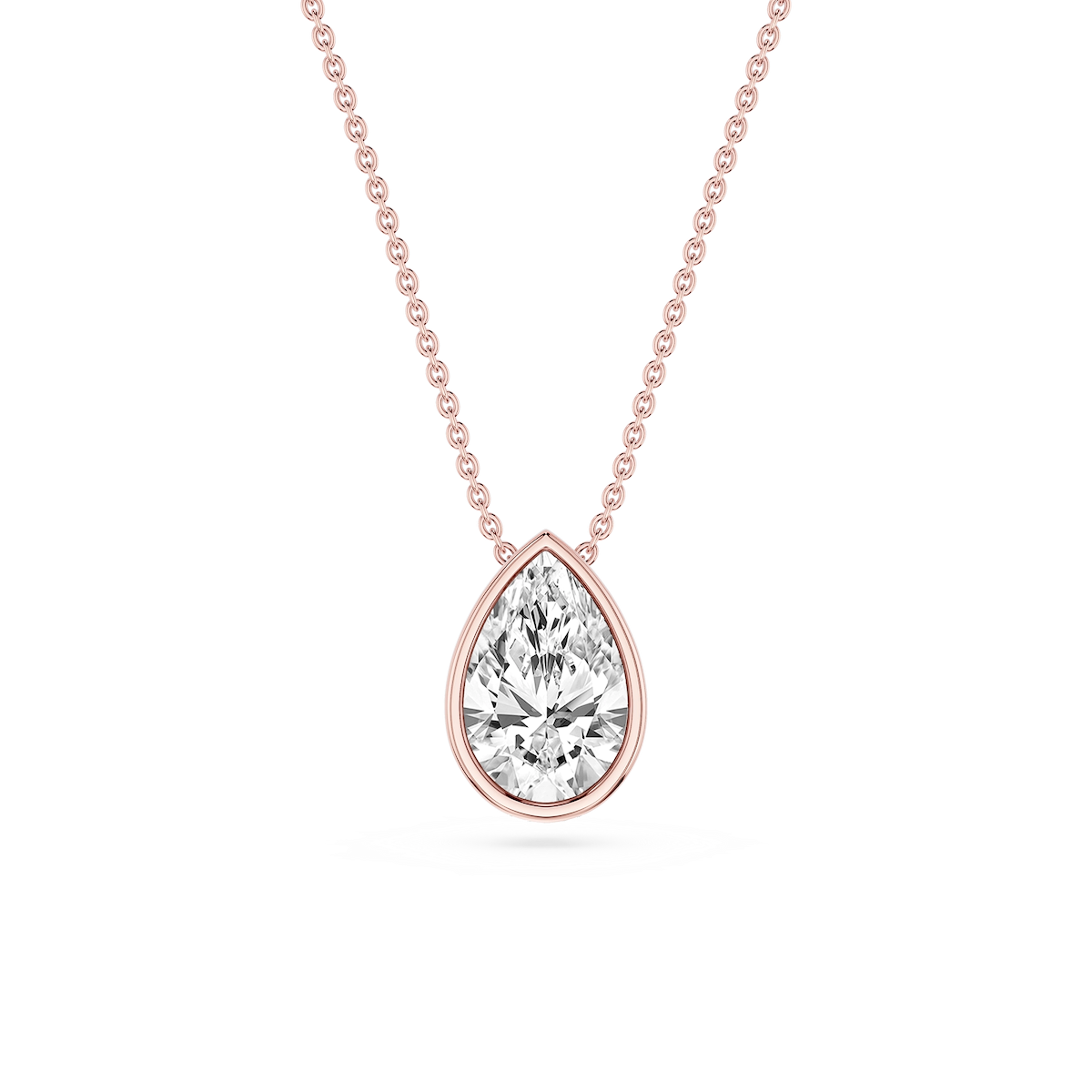 Pear Lab Grown Diamond Bezel Solitaire Slide Pendant - 16 to 18 Inches