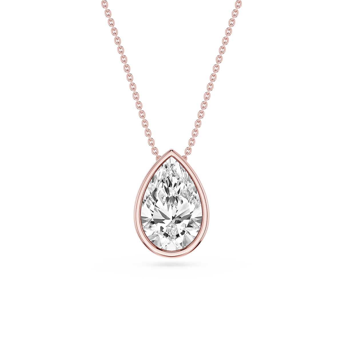 Pear Lab Grown Diamond Bezel Solitaire Slide Pendant - 16 to 18 Inches