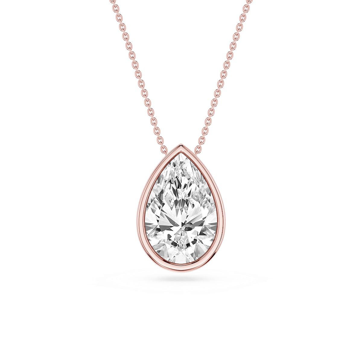 Pear Lab Grown Diamond Bezel Solitaire Slide Pendant - 16 to 18 Inches