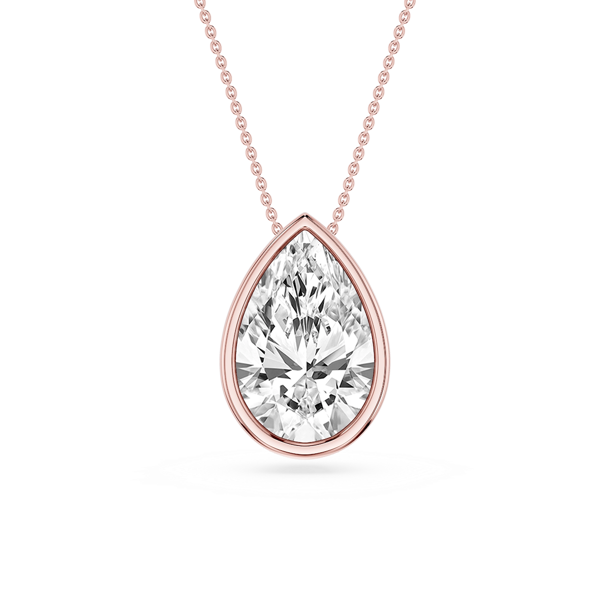 Pear Lab Grown Diamond Bezel Solitaire Slide Pendant - 16 to 18 Inches