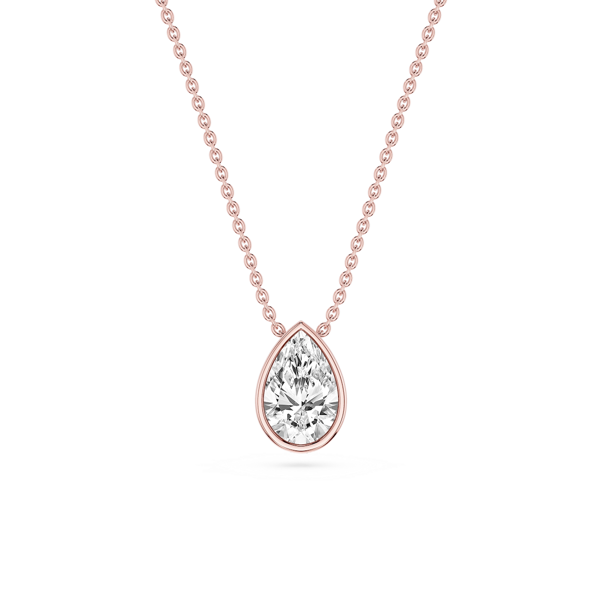 Pear Lab Grown Diamond Bezel Solitaire Slide Pendant - 16 to 18 Inches